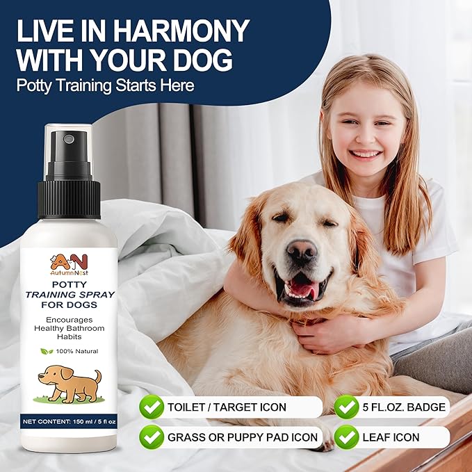 Potty Training Spray for Dogs – 150ml Dog Pee Training Aid for Puppies & Adults – Helps Guide Dogs to Pee Pads or Designated Areas – Safe Plant-Based Scent Attractant for Indoor & Outdoor Use