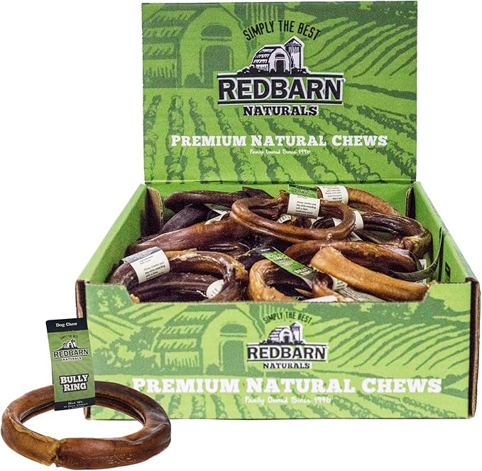 Redbarn Pet Products All-Natural Bully Stick Rings for Dogs - Long Lasting Rawhide Chew Treat - Case of 35