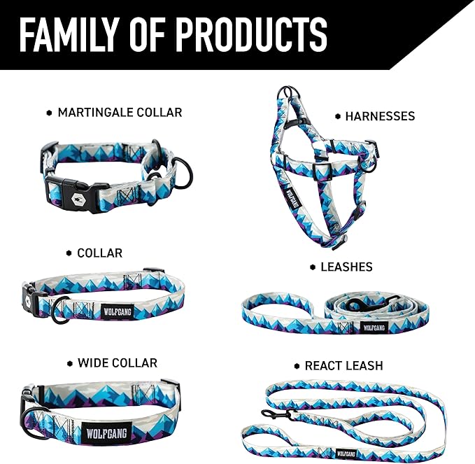 Wolfgang Heavy Duty Martingale Dog Collar with Quick Release Nylon Buckle for Walking & Training, RockyPeaks Print, X-Large