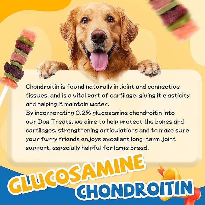gazeupon Dog Treats, Multi-Flavored Kabobs Treats, High Protein Dog Chews, Made with Real Chicken, Duck, Beef, Rabbit, Salmon