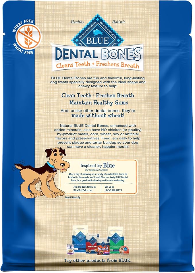 Blue Buffalo Dental Bones Small Natural Dental Chew Dog Treats Bag Value Pack