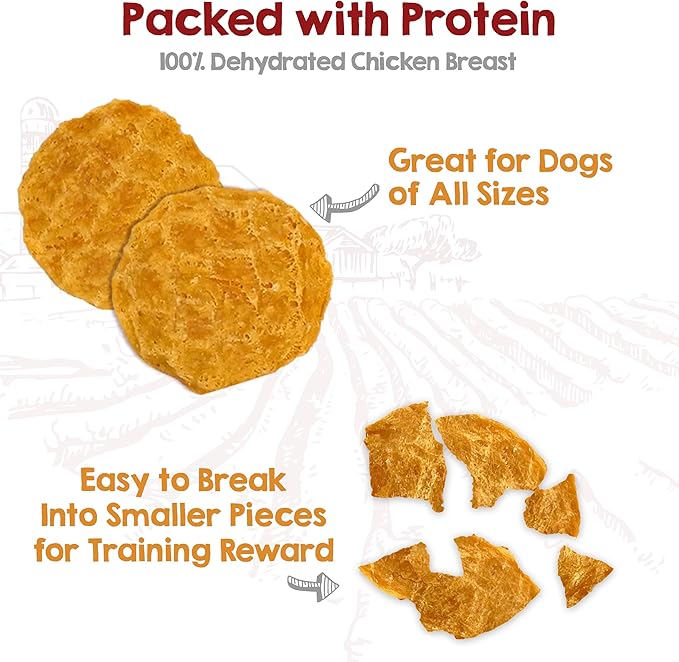 Riley's Waffles Chicken Chips for Dogs - USA Sourced 100% Chicken Breast - Dehydrated and Lean Jerky Treats - Single Ingredient Dog Treat - 16oz