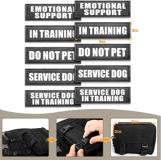 WINSEE Tactical Dog Harness with Dog Leash, Service Working MOLLE Vest with 10 Pet Patches for Large Dog, No Pull Military Harness and Backpack for Training Hunting Walking