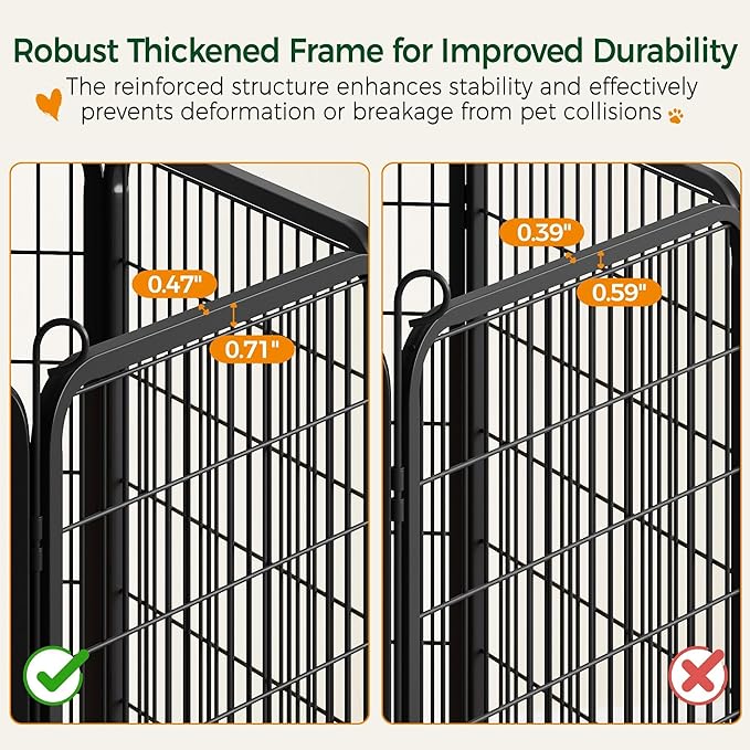 Yaheetech Dog Playpen Outdoor, 24 inch 8 Panels Dog Pen Indoor Heavy Duty Puppy Exercise Pen Metal Pet Fence for RV Camping/Yard/Garden