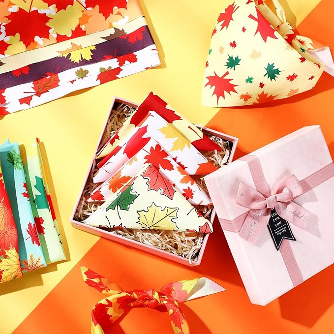 Abbylike 200 Pcs Fall Thanksgiving Dog Bandana Bulk Maple Leaves Bandana for Dogs Triangle Kerchief Bib Scarf for Pets Autumn Costume Photo Props Accessories Pet Shops Adoption Event, 25 Styles