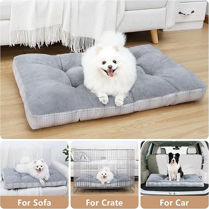 MIHIKK Washable S Dog Bed for Small Dogs with Anti-Slip Bottom, Premium Foam Pet Pad for Crate for Large Medium Small Sized Puppies, 23" x 18" Gray