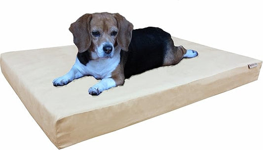 Dogbed4less Orthopedic Gel Cooling Memory Foam Dog Bed with Waterproof Liner and External Washable Suede Cover for Small to Medium Pet