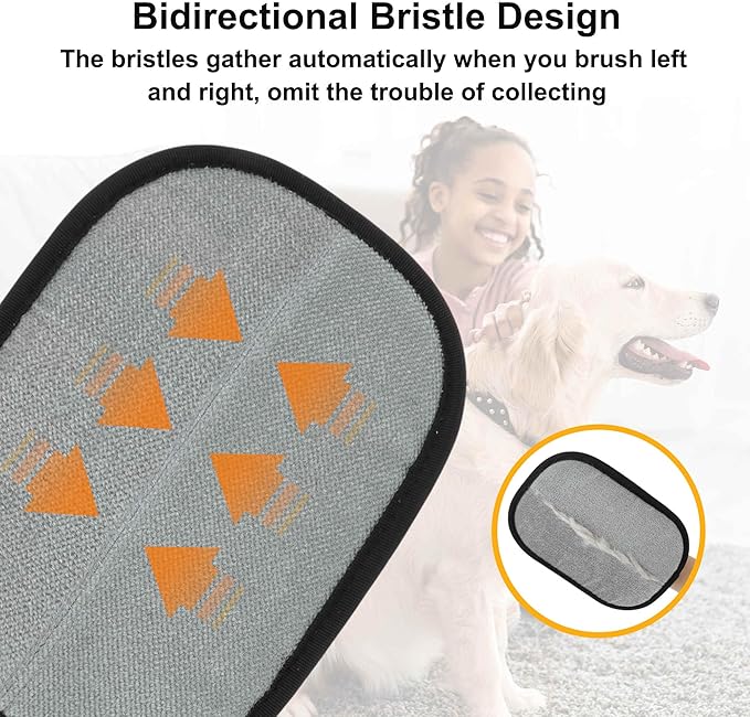 Pet Hair Remover Gloves, Advanced Static-Adhesive Pet Hair Removal Gloves, Reusable Cat Dog Hair Remover Mitt, Pet Grooming Glove for Shedding, 2 PCS