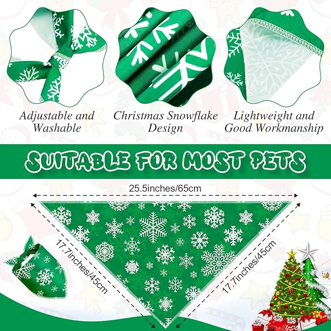 Frienda 30 Pcs Christmas Dog Bandanas Bulk Snowflake Bandanas for Dogs Soft Triangle Kerchief Bibs Scarf Set for Puppy Small Medium Large Pets Christmas Party Decoration
