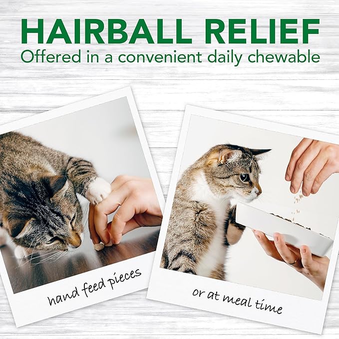 Vet’s Best Cat Hairball Relief Digestive Aid, Vet Formulated Hairball Support Remedy, Hairball Relief for Cats, Classic Chicken Flavor, 60 Chewable Tablets