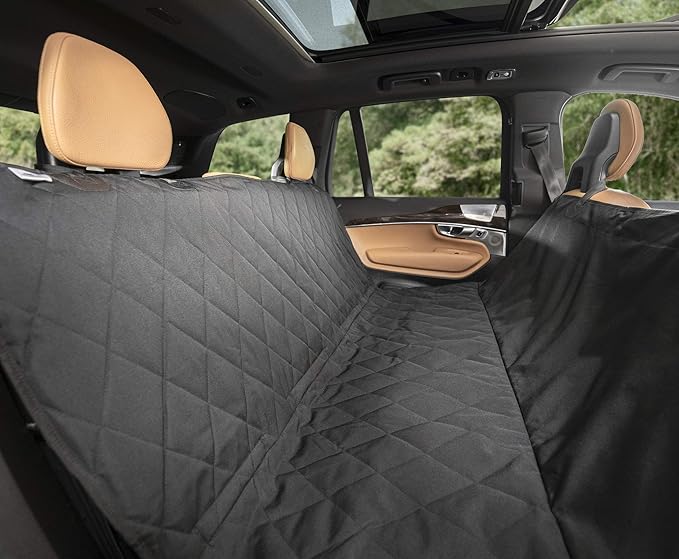 Plush Paws Products Premium Rear Car Seat Protector w/Hammock | Washable & Waterproof Back Seat Dog Cover for Car, Truck, & SUV | Nonslip, Tear Resistant Pet Seat Cover | Small Black