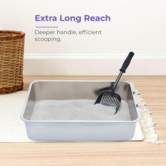 iPrimio Monster Cat Litter Scooper with 17 Inch Long Handle and Soft Grip - Sturdy Extra Large Deep Shovel Scoop - Cat Litter Scoop for Sore Hands - Kitty Litter Box Accessory