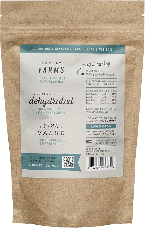 Farm Hounds - Turkey Gizzards - Premium Natural Jerky for Dogs - 100% Humanely Raised Turkey - Break-to-Size - Great for Training & Treats - No Added Fillers - Made in USA - 4oz - 1 Pack