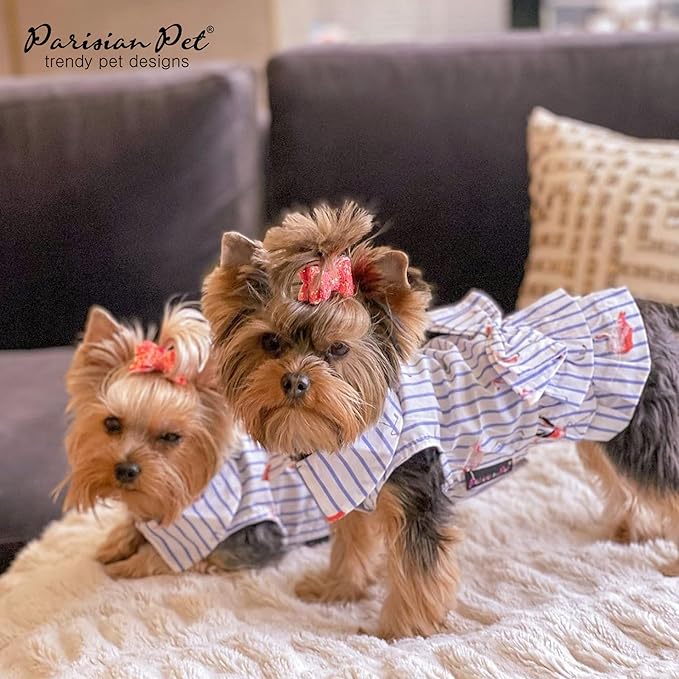 Parisian Pet Flamingo Dog Dress - Girly Summer Dress - 100% Cotton, Lightweight Beach Outfit - Sleeveless Dog Clothes - Dresses for Small Dogs Girl XS