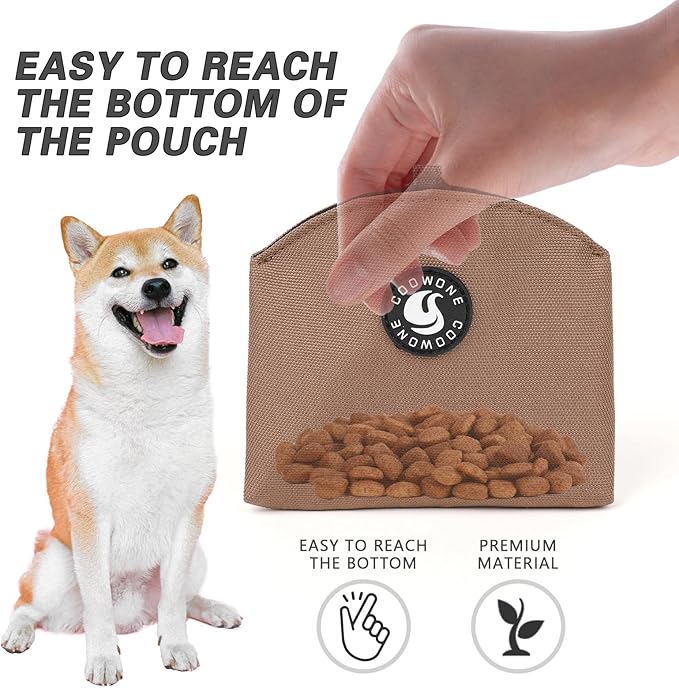 COOWONE Dog Treat Pouch Magnetic Closure Small Dog Training Treat Pouch Pocket Sized Small Dog Treat Pouch with Clip (Coffee)