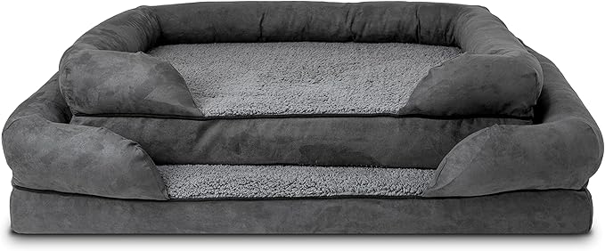 The Dog’s Bed, Large Grey Plush (no Logo), Memory Foam, Pain Relief: Arthritis, Hip & Elbow Dysplasia, Post Surgery, Lameness, Supportive, Calming, Waterproof Washable Cover