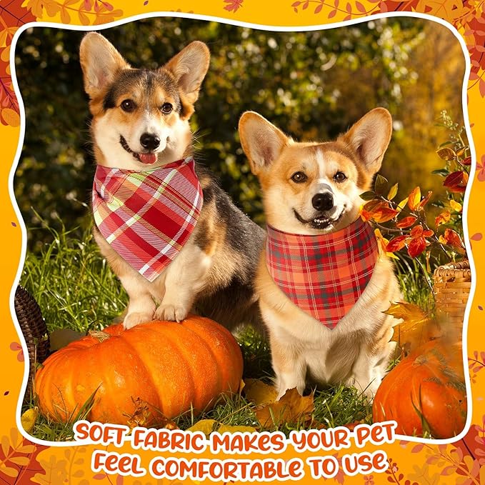 Sanwuta 72 Pcs Thanksgiving Dog Bandana Bulk Washable Puppy Triangle Scarfs Thanksgiving Cat Bandanas Adjustable Soft Fall Pet Triangle Bibs Accessories for Small Medium Dogs Cats Pets Costume