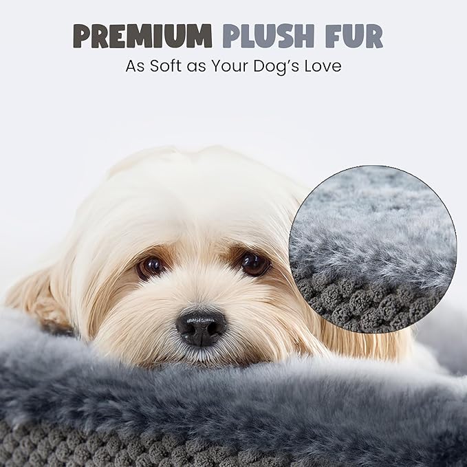 Soft Donut Dog Bed for Small Dogs, 28" Orthopedic Comfort Pet Sofa Couch with Egg Crate Foam, Washable Cover & Non-Slip Bottom, Cozy Cat Couch with Bolstered Sides, Grey (28")