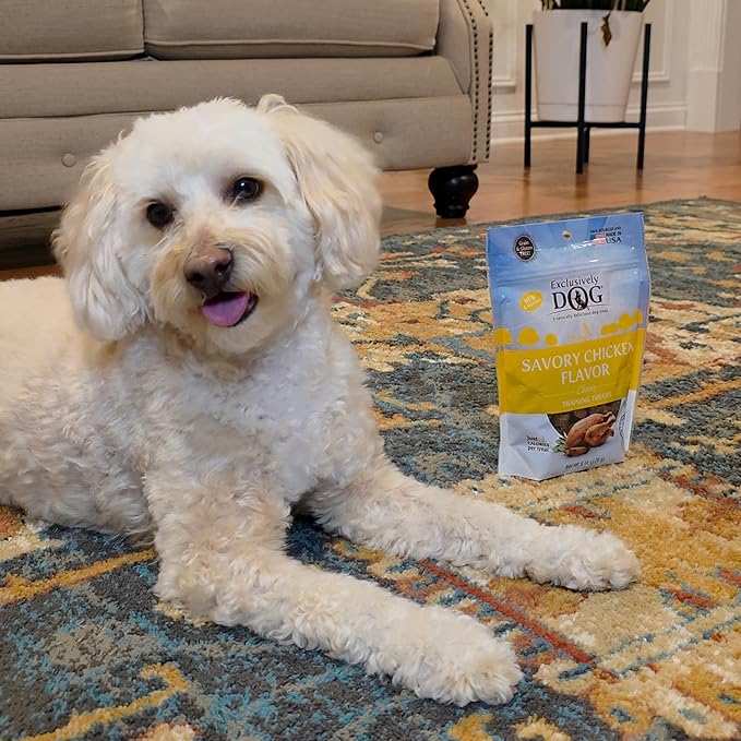 Exclusively Dog Chewy Training Treats Savory Chicken Flavor Grain Free Gluten Free, 100% sourced and Made in The USA, 6 oz.
