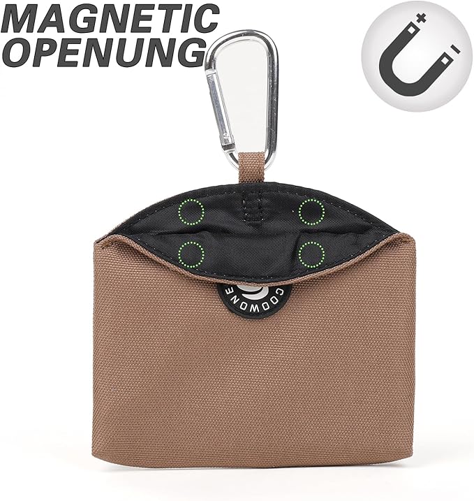 COOWONE Dog Treat Pouch Magnetic Closure Small Dog Training Treat Pouch Pocket Sized Small Dog Treat Pouch with Clip (Coffee)
