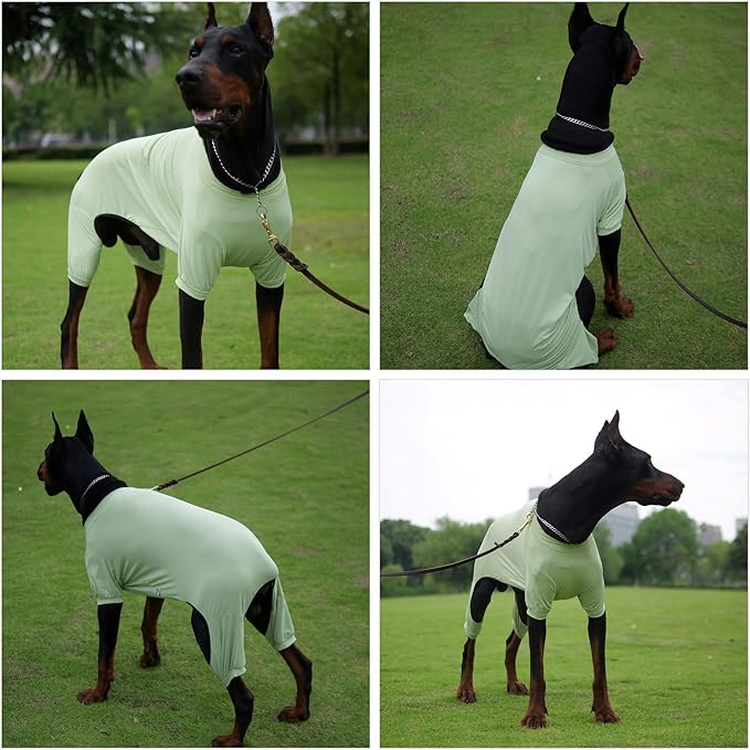 LoveLongLong Dog Jumpsuit with UV Protection and Quick-Dry Fabric for Spring Summer Pet Pajamas Light Green S