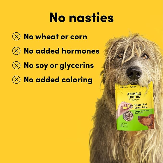 Premium Dog Treats, Freeze-Dried Raw 100% Grass-Fed Lamb Tripe, Single Ingredient, Protein Rich, Non-GMO, No Wheat or Corn, 2 oz