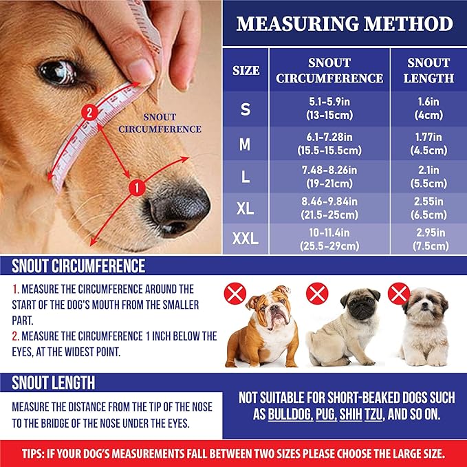 Dog Muzzle for Big Dogs - Soft Mesh Dog Muzzle Extra Large Sized Air Mesh | Adjustable Muzzles to Prevent Biting Barking Chewing Allows Panting Drinking