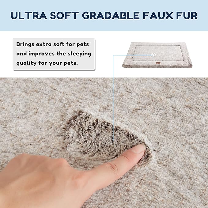 WESTERN HOME Dog Bed for Crate, High Resilience Foam Dog Crate Mat Kennel Pad with Soft Wavy Plush Comfortable Anti-Slip Washable Bed for Large Medium Small Dogs & Cats