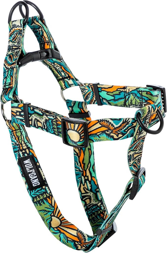 Wolfgang Heavy Duty Adjustable Dog Harness, Pull-Tested to Over 800 lbs for Walking & Training, WildWolf Print, Small