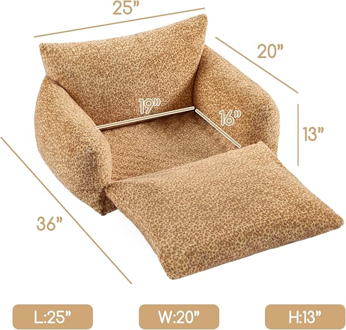 Hollypet Cat Bed Fluffy Plush Mutifuctional Double-Layer Soft Pet Couch Orthopedic Sofa Nest Beds for Small Cats and Dogs, Yellow Leopard (25x20x13 inch)