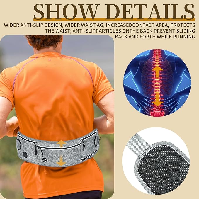 Waist Dog Hands Free Dogs Leash, Waist Running Leash with Zipper, Walking Pouch for Dog Walking, Reflective Dual Padded Handles Bungee Retractable Running for Medium to Large Dogs (Grey)