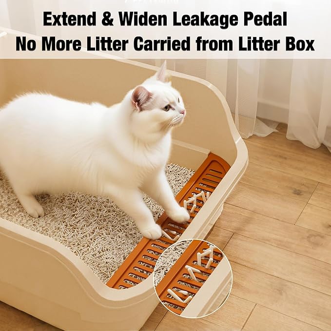 Gefryco Extra Large Cat Litter Box with High Sides, Side Entry Kitty Litter Boxes for Indoor Cats, Anti Splashing (White)