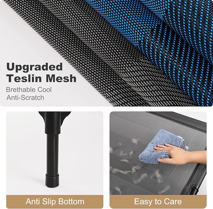 petizer 48" Elevated Dog Bed for Extra Large Dogs, Outdoor Dog Cot Bed Waterproof, Raised Cooling Pet Bed, Washable Breathable XXL Dog Bed with Supporting Bars - Up to 200 LBs, Indestructible, X-Large