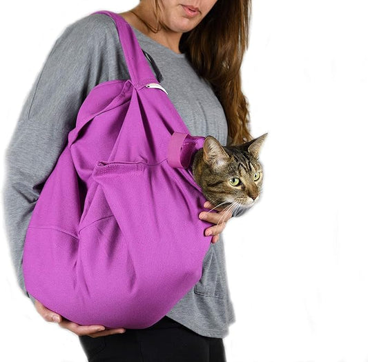 Cat-in-the-Bag Cozy Comfort Carrier - Small Lavender Pet Carrier and Cat Carrier Soft for Grooming, Vet Visits, Medication Administration, Dental Care, and Nail Trimming