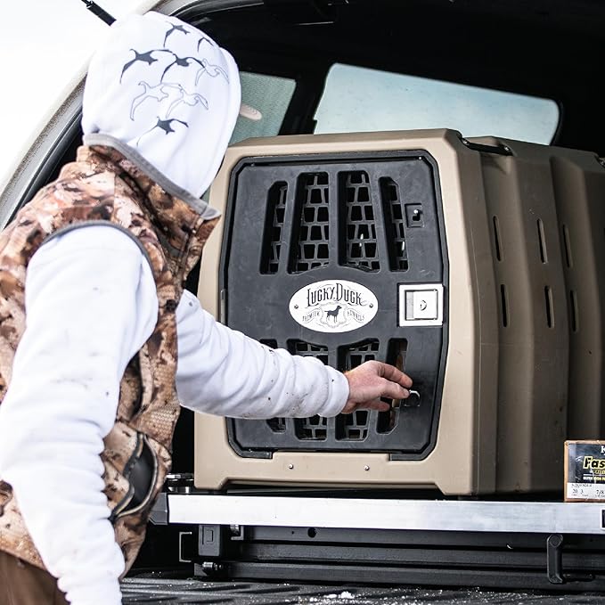 Lucky Dog Kennel, Durable Crash Tested Portable Dog Crates, Large, Tan