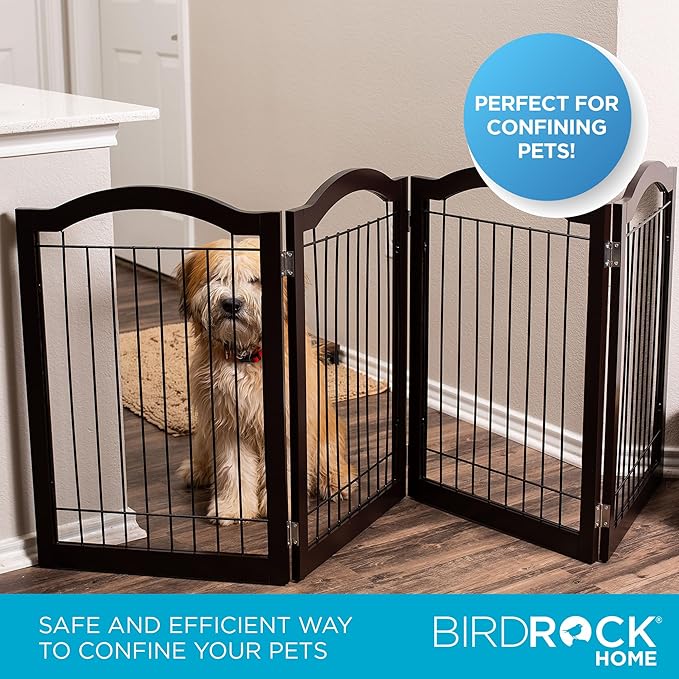 Internet's Best Wire Dog Gate with Arched Top - 4 Panel - 30" Tall - Espresso