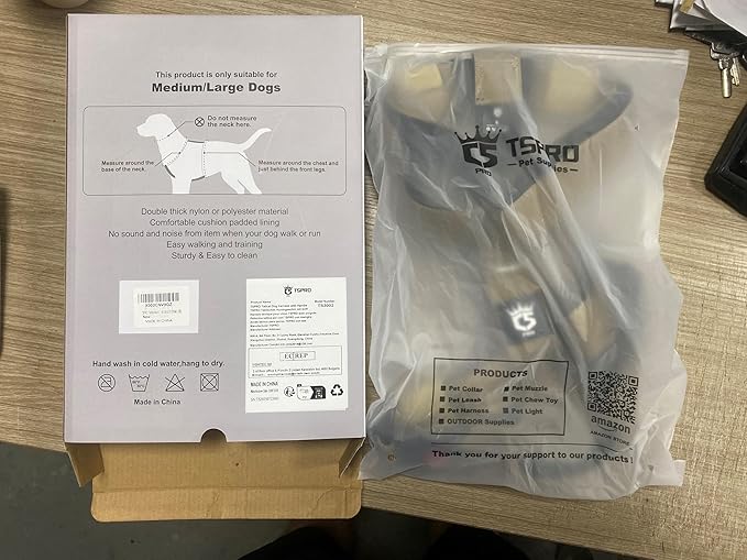 TSPRO Heavy Duty Premium Tactical Dog Harness for Large Dogs, No Pull, Adjustable Fit, Quick-Release Buckle, Padded Handle, Perfect for Hiking, Walking, Running & Training (Khaki M 25)