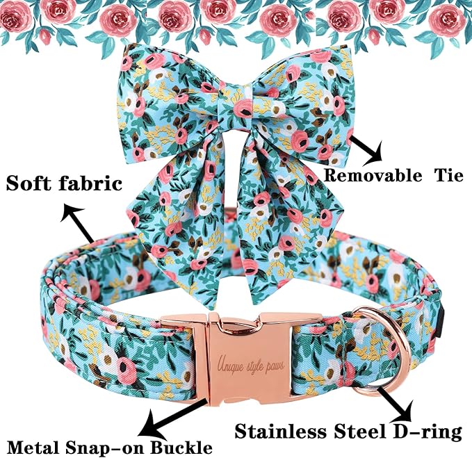 Unique style paws Dog Collar Bow tie Collar Adjustable Collars for Dogs and Cats Small Medium Large