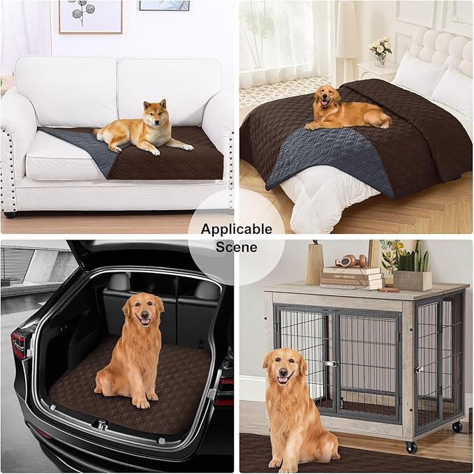 Smiry Waterproof Dog Blanket, 40x50 Inch Soft Pet Bed Cover Reversible, Washable Sofa Couch Furniture Protector for Small Medium Large Dog Puppy Cat, Chocolate/Dark Grey