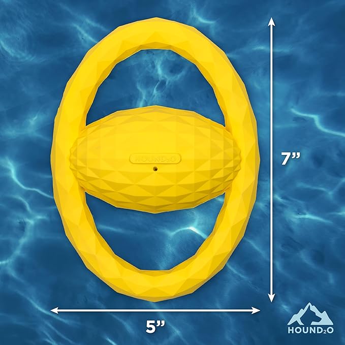 Playology Hound2O Dog Toys | Squeaky Tug Ball Toy for Tug of War | Yellow Floating Outdoor Toy - Easy to Clean and Made from Non Toxic Materials