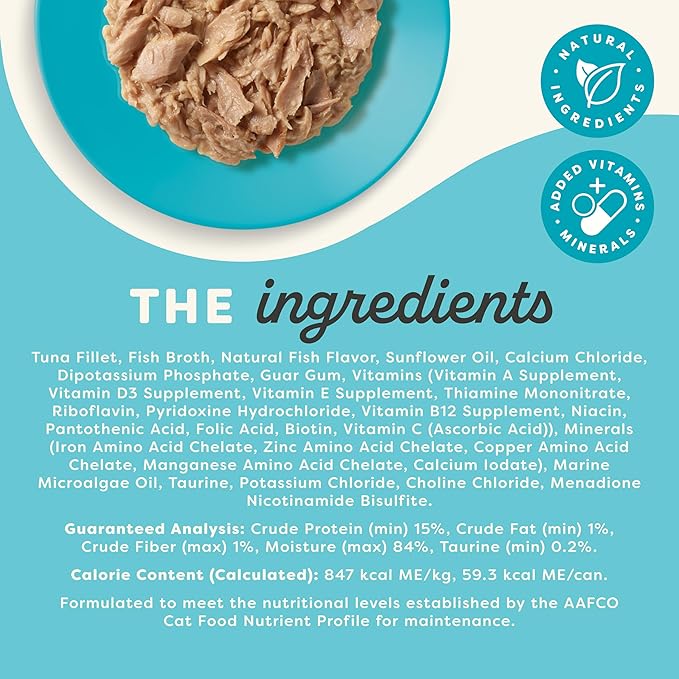 Applaws Vitality Wet Cat Food in Broth, Natural Cat Food with Added Vitamins & Minerals, Grain-Free, Carrageenan Free, Tuna Fillet in Broth (24 Count, 5.5oz Cans)