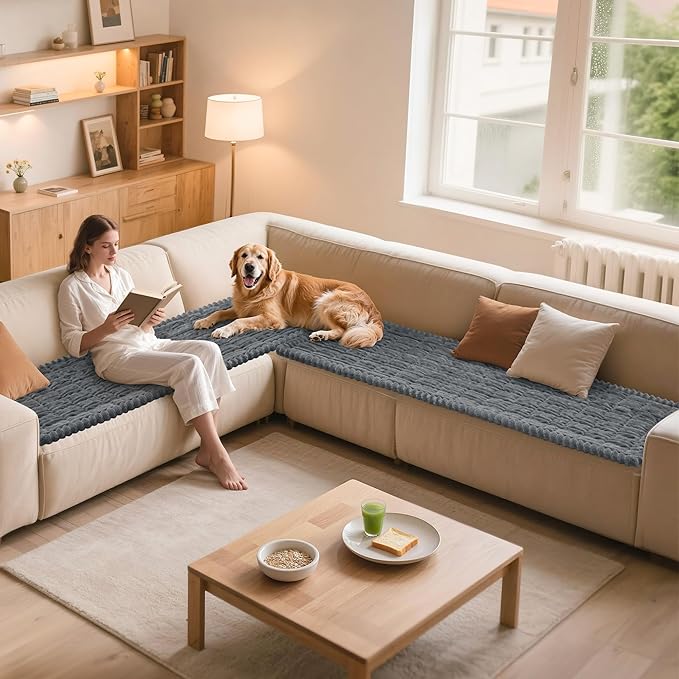 Couch Cover for Dogs Washable, Non-Slip Pet Couch Covers for Sofa, Durable Dog Couch Cover Protector, Fuzzy Sofa Slipcovers for Dog, Pet Friendly