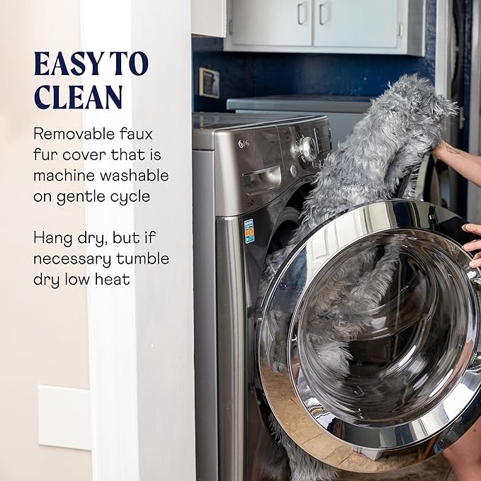 PupCloud, Human-Sized Dog Bed, Faux Fur Memory Foam, Waterproof and Machine Washable, Ultra-Soft Cover