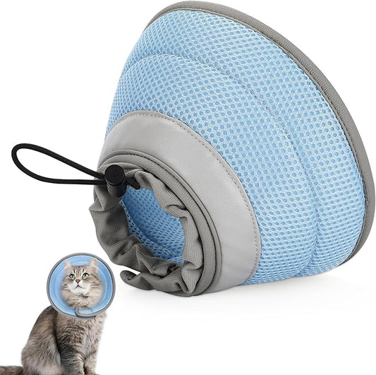 Cat Cone Collar Soft, Cat Recovery Collar Stop Licking After Surgery, Kitten Elizabethan Collar, Adjustable, Lightweight, Comfortable - Blue, S