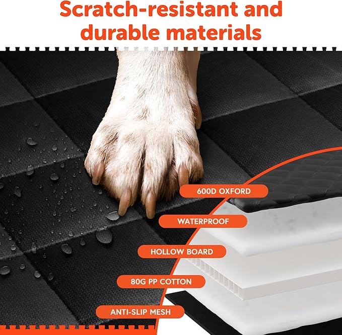 Dog Car Seat Cover for Back Seat Hard Bottom Protector -Waterproof Dog Hammock for Cars Mesh Window Panel - Heavy Duty 400lbs Backseat Extender for Dogs, Sturdy Pet Seat Covers for Trucks SUV