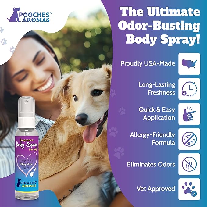 Pooches Aromas Natural Dog Cologne - Premium Grooming Spray - Long Lasting Spray - Deodorizing & Refreshing For Dogs, Adult Canines and Puppies - Aromas Scent to Refresh the Skin (Pack of 6)