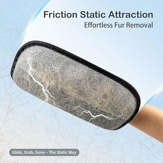 Newly Upgraded Pet Hair Removal Glove - Thickened Electrostatic Cat Dog Hair Remover Glove, Reusable for Couch, Carpet, and Car Seat (Black,1 Glove)