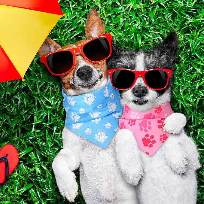 100 Pieces Paw Print Dog Bandanas Bulk Paw Bandanas for Dogs Winter Soft Bibs Adjustable Triangle Doggie Scarves for Small Medium Large Pets Party Costume