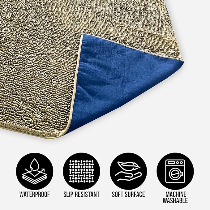 Muddy Mat® Dog Blanket - Chenille Water Absorption Blanket for Bed & Couch Cover for Dogs Washable, Anti-Slip Soft and Durable Furniture Protector for Dogs - Beige 30"x70"