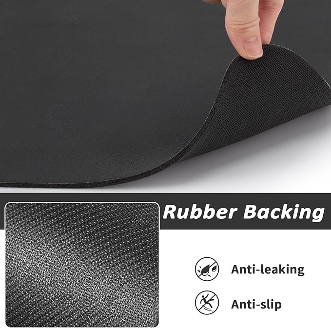 Pet Feeding Mat - Absorbent Dog Mat for Food and Water, No Stains Cat Bowl Mat, Easy to Clean Pet Placemats, Quick Dry Dog Water Dispenser Mat for Messy Drinkers | Black 16"x 24"
